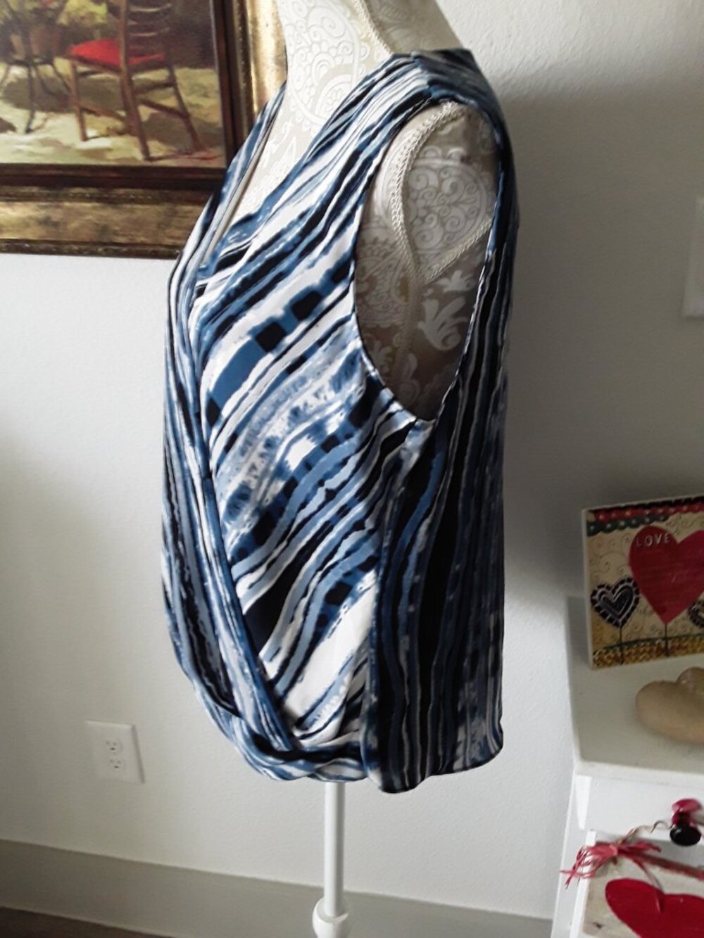 Alfani lovely colorful faux wrap top size M